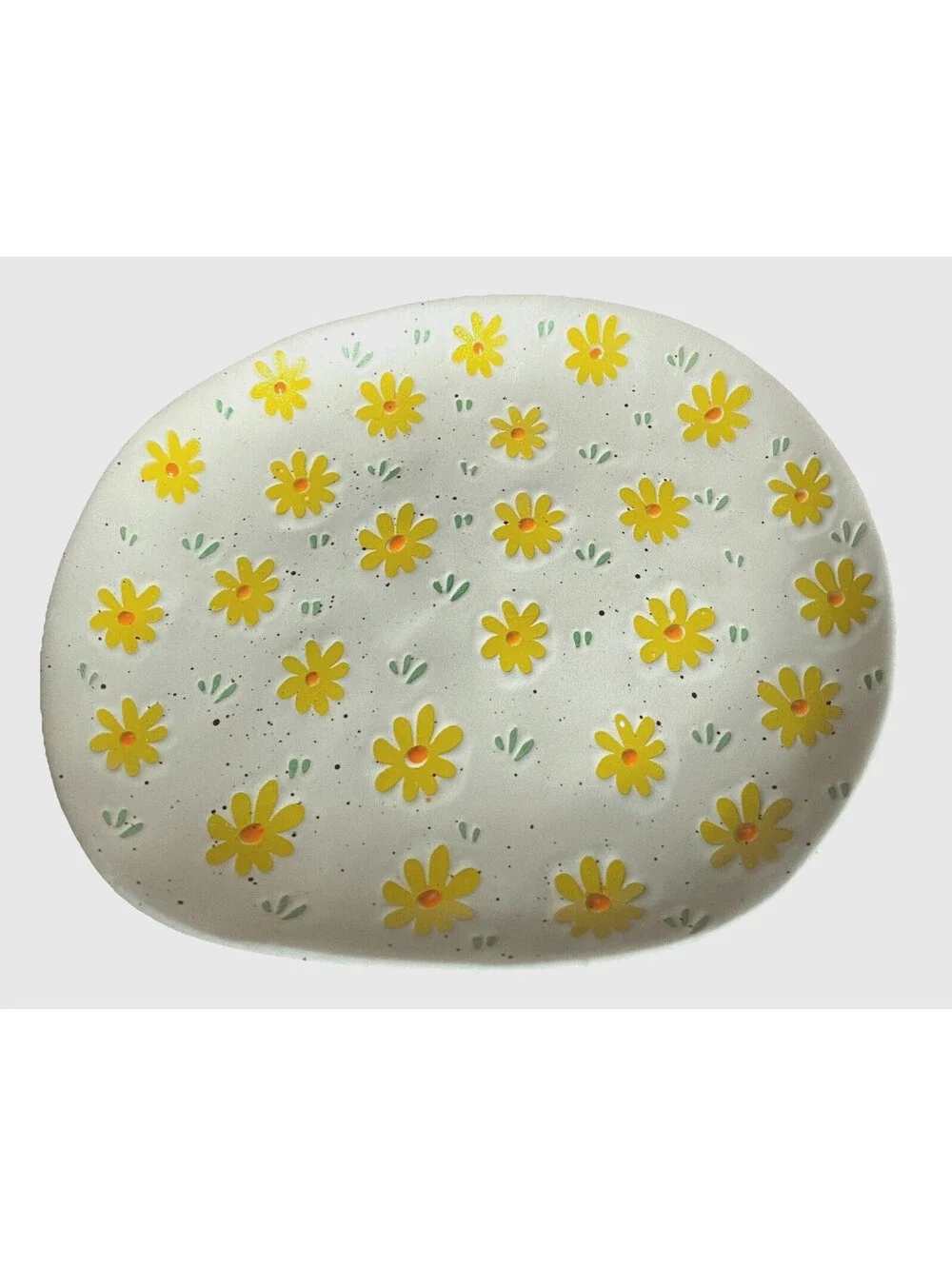 NEW InHomestylez Yellow Floral Texture 3D Serving Snack Decorative Plate 8.5x7.5